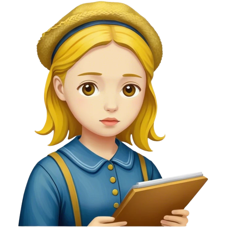 Van Gogh drawing girl emoji