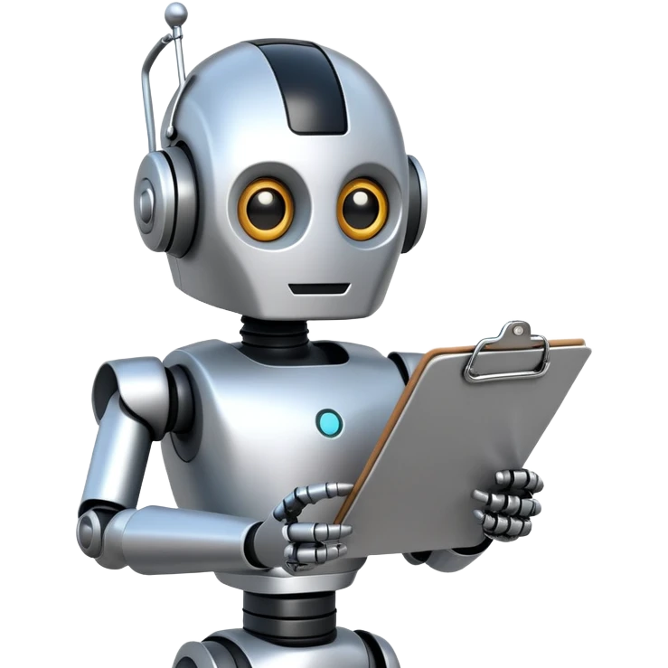 helpful robot with clipboard emoji