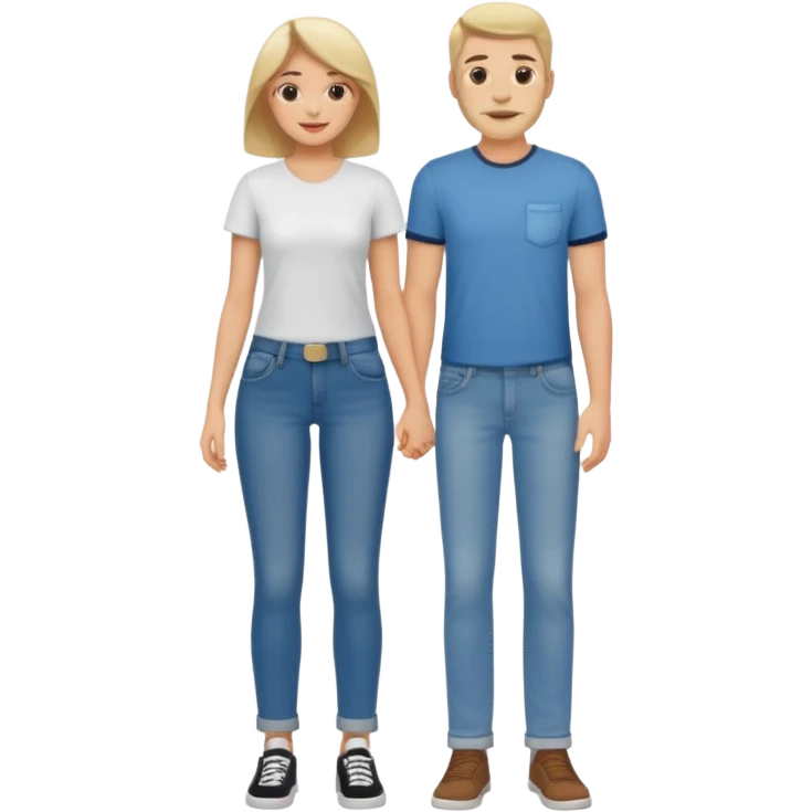 full-length relaxed couple in jeans and t-shirts emoji
