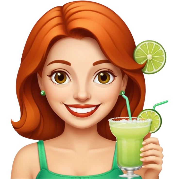 Please make an emoji of Dianne holding a margarita smiling emoji