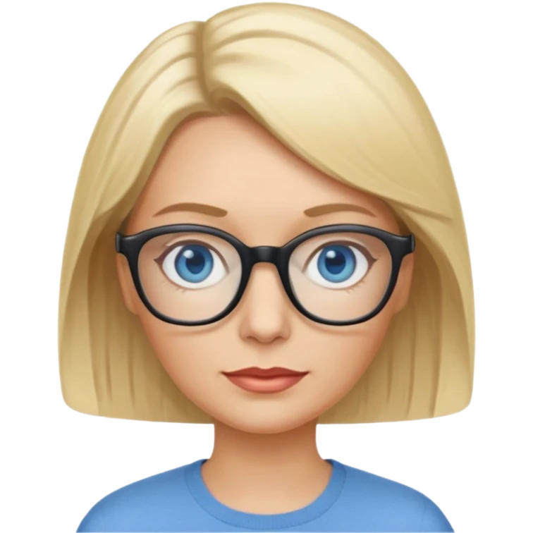white woman about 50 blonde bobbed hair blue eyes glasses emoji