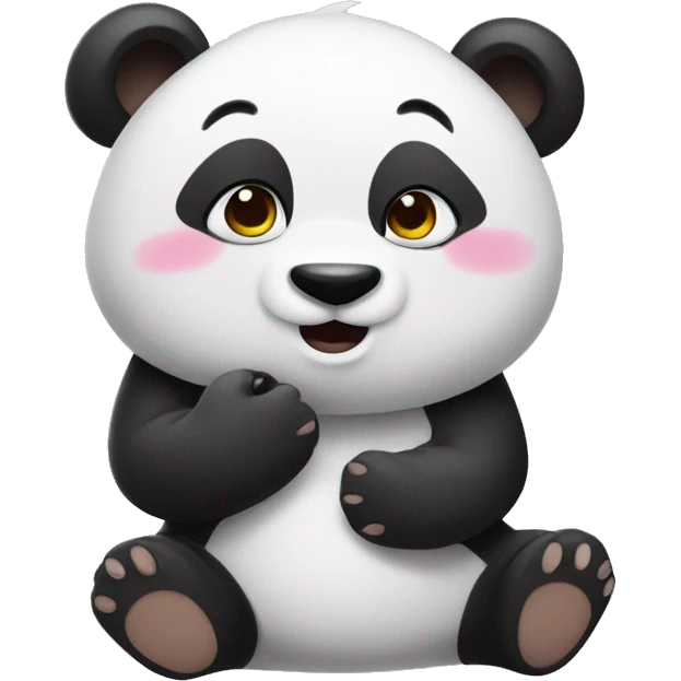 Cute Panda hands in Face with hearts emoji