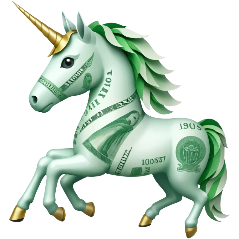 единорог полностью из купюр, no background emoji