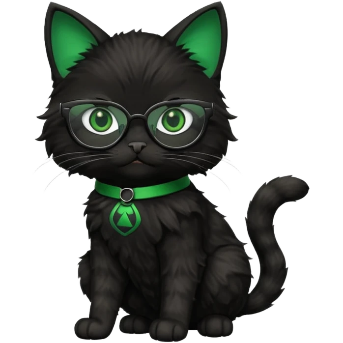 красивый черный кот в очках показывает лапкой супер emoji