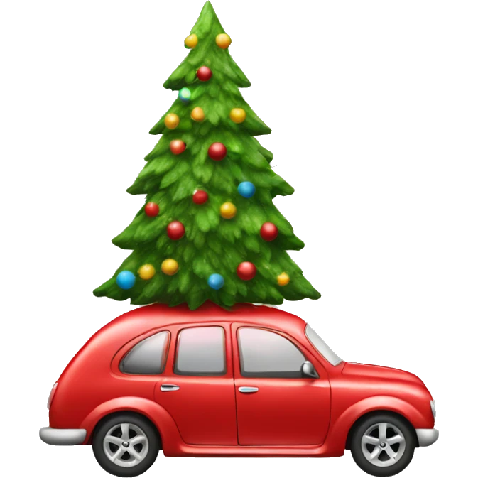 Christmas red Car with Christmas Tree  emoji