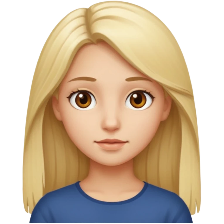 Make me a blonde girl with brown eyes, her hair a little past her shoulders. emoji
