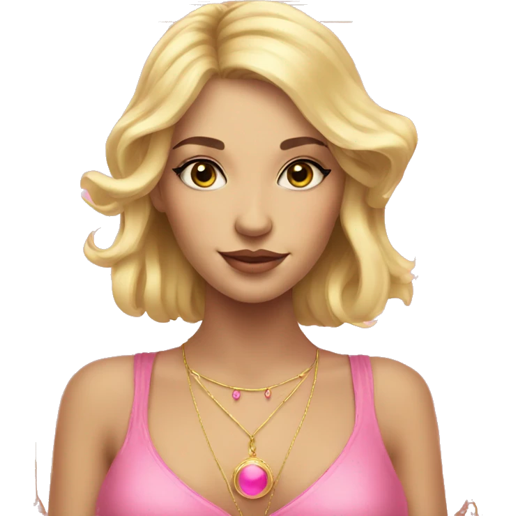 Blonde beautiful girl with pink pink tarot gold cards emoji