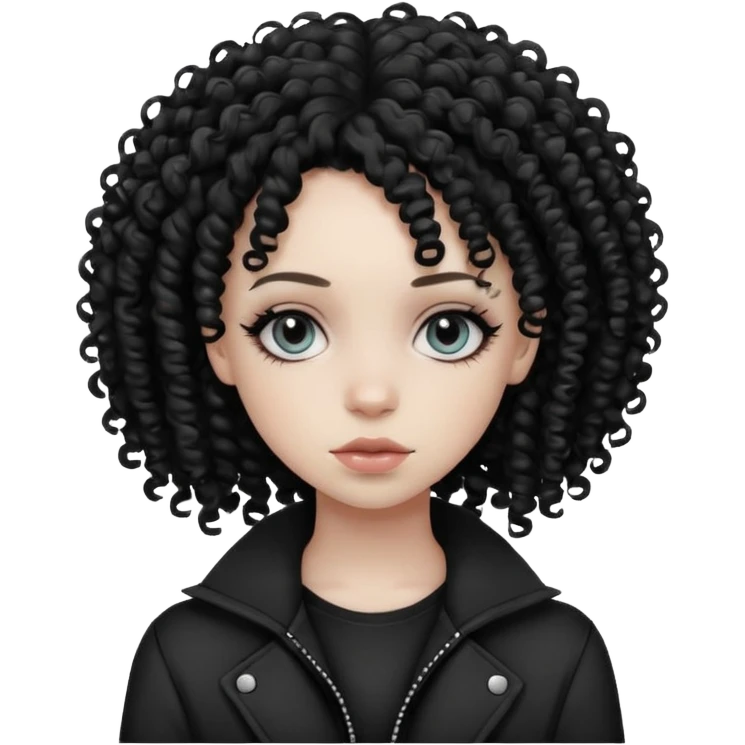 black girl with curly hair, emo fashion emoji
