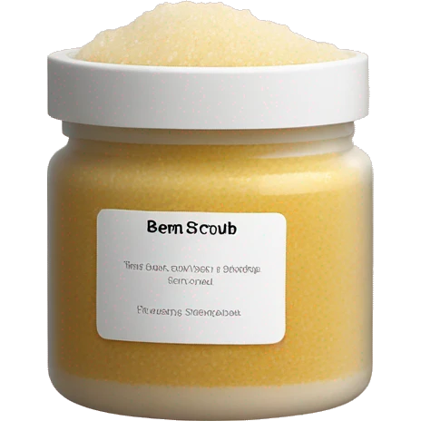 body scrub pot with label emoji