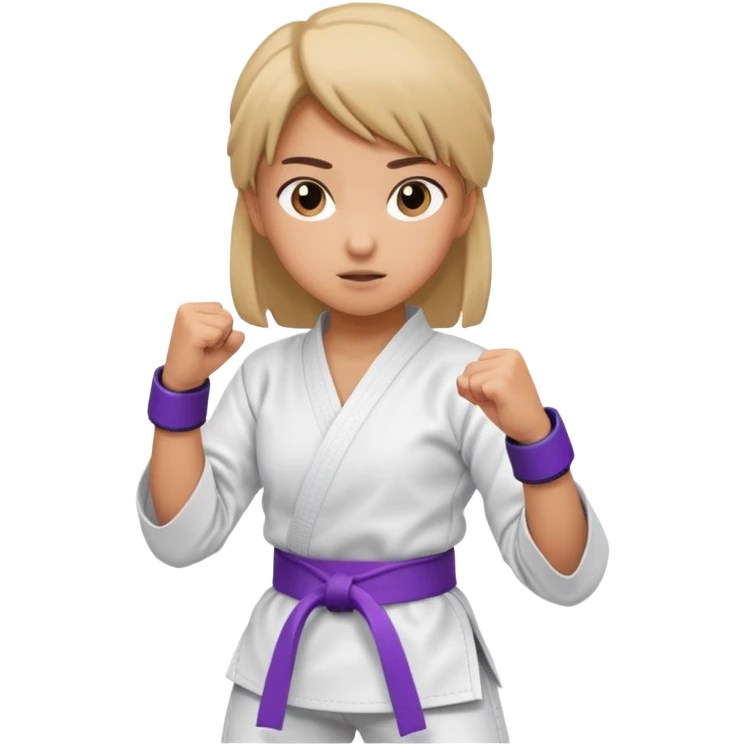 karate girl with violet belt, action pose emoji