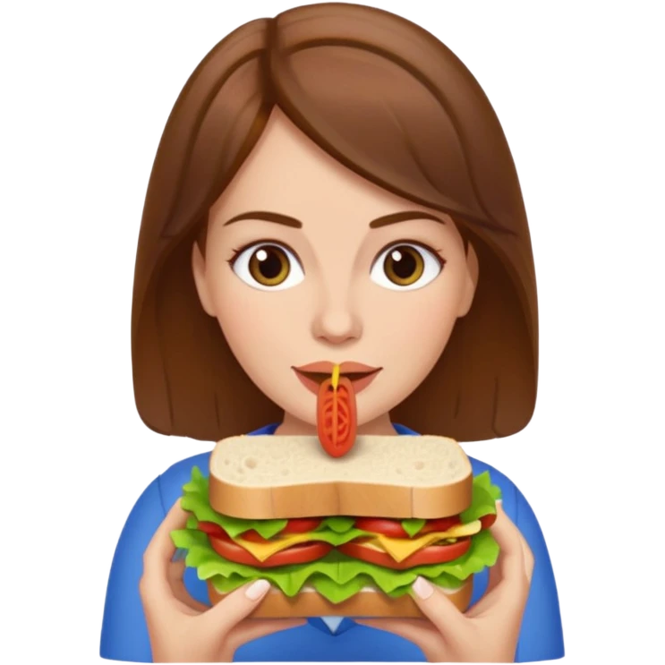 brown hair white women eating a sandwich emoji