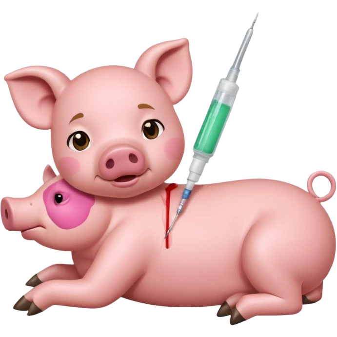 Little sick piggy with injection emoji