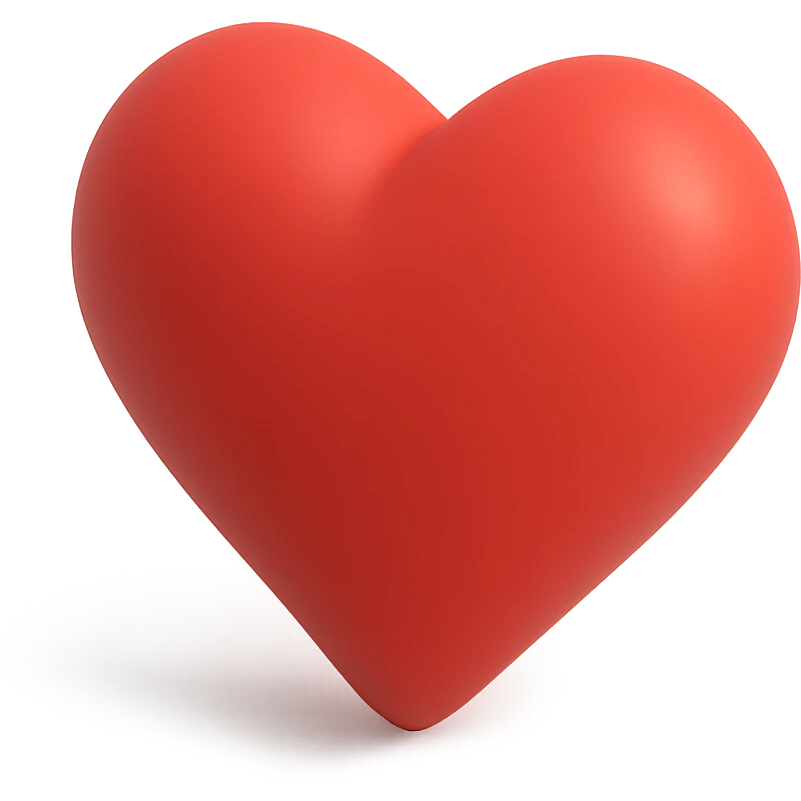 3D red heart with red tint emoji
