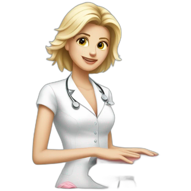 Posh-Radiologist-performing-breast-mammography-to-leni-klum emoji