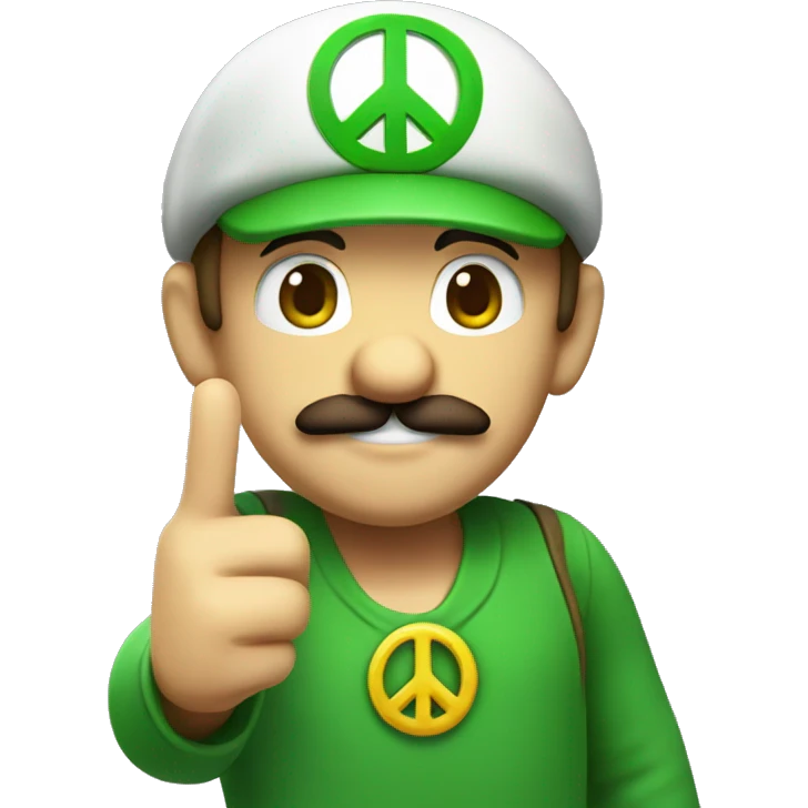 Luigi doing a peace sign emoji