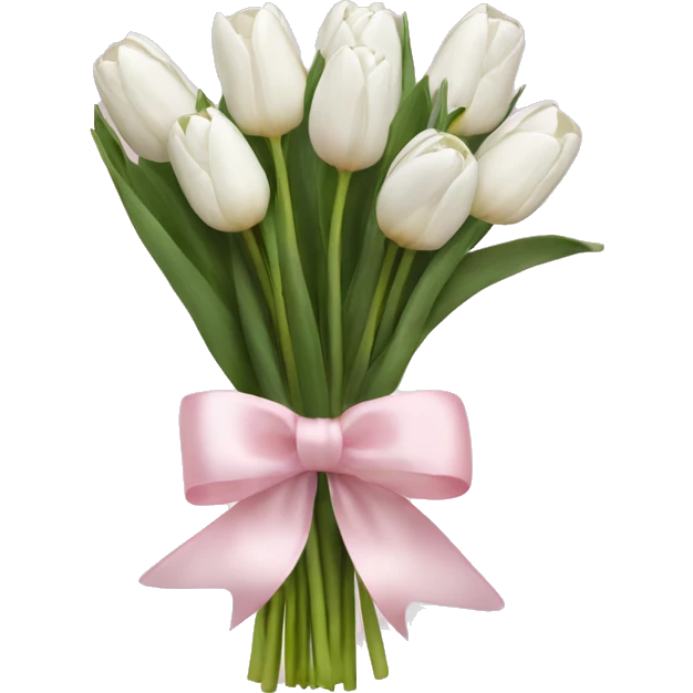 White tulips bouquet with light pink bow  emoji