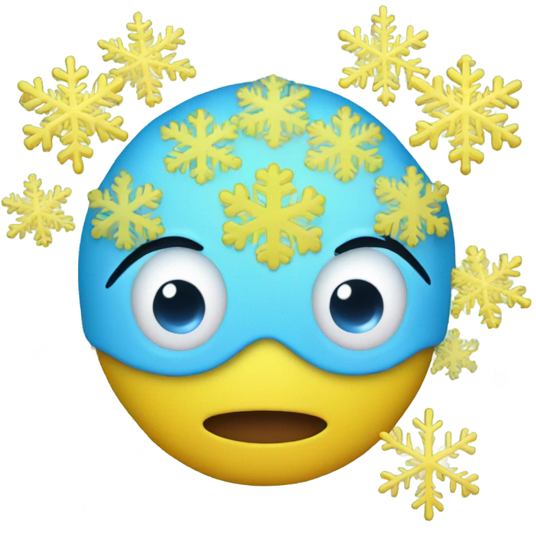 Ideal iPhone Yellow emoji face with light blue snowflakes in place of the eyes  emoji