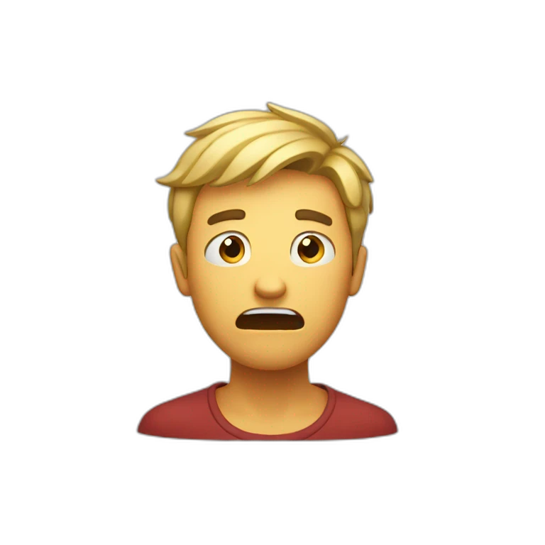 A shocked guy with his arms over his head emoji