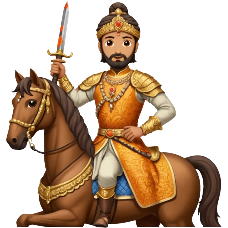 Make a emoji of Chatrapati Shivaji Maharaj in hand must have sward and horse face must be similar to shivaji maharaj  emoji