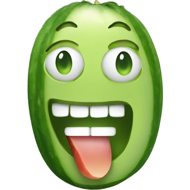 smiling emoji eating a cucumber emoji