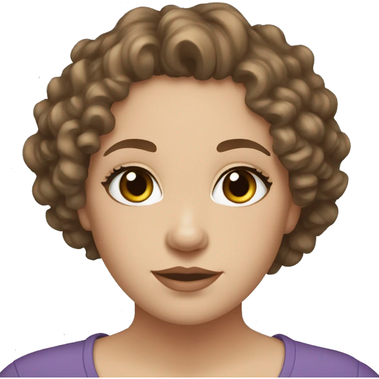 white plus size girl silver eyes curly short brown hair  emoji