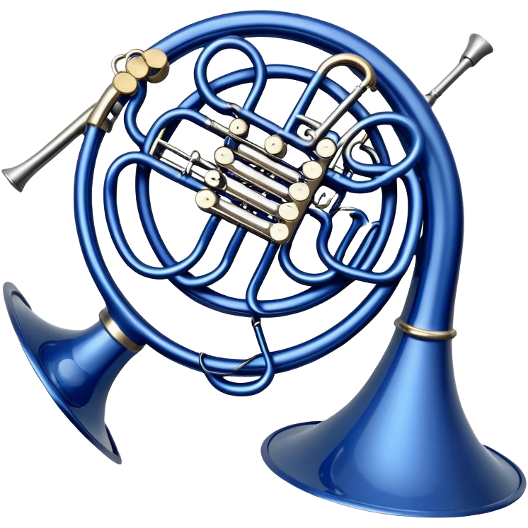 Blue circle french horn, all blue emoji