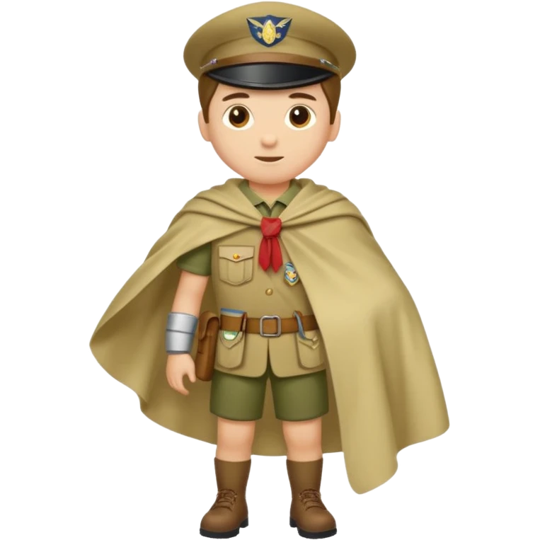 Maak een persoon in scoutsuniform. Maak zijn volledige lichaam en laat hem een afwegings gebaar maken met zijn handen emoji