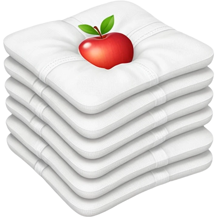 stack of two white sterile gauze pads, soft and slightly textured, clean square edges, lightweight, neatly layered, medical use, no packaging or extras, apple emoji style, soft lighting, subtle shadows, transparent background, emoji scale emoji