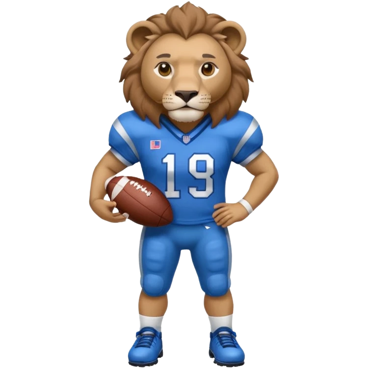 blue color lion wearing american football jersey emoji