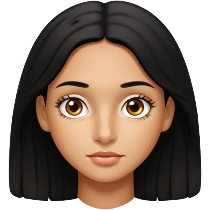 Pretty tan Latina girl with a freckle nose hazel eyes and black hair emoji