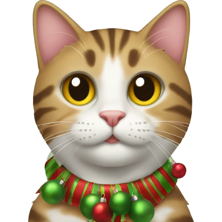 Cute tabby cat with Christmas decorations emoji
