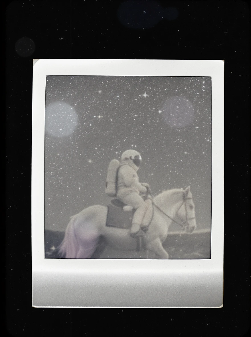 astronaut on horseback with stars in background emoji