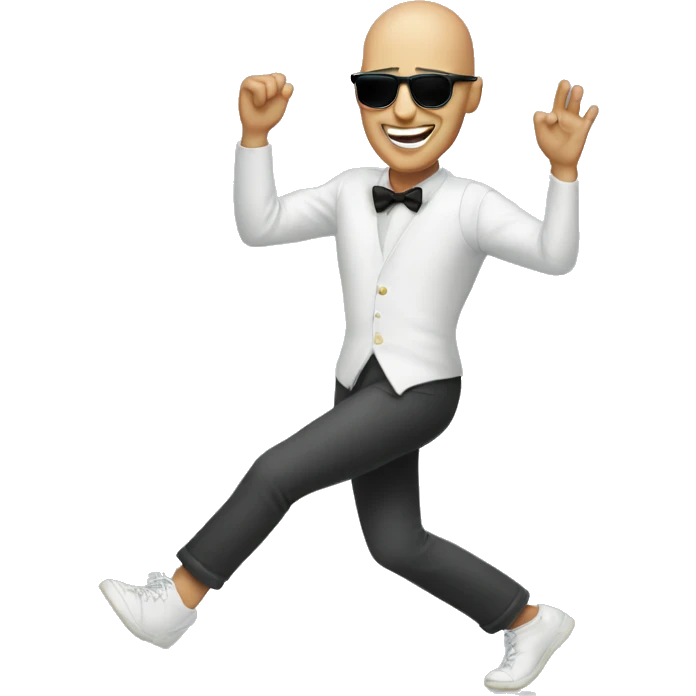 Bald man sunglasses dancing emoji
