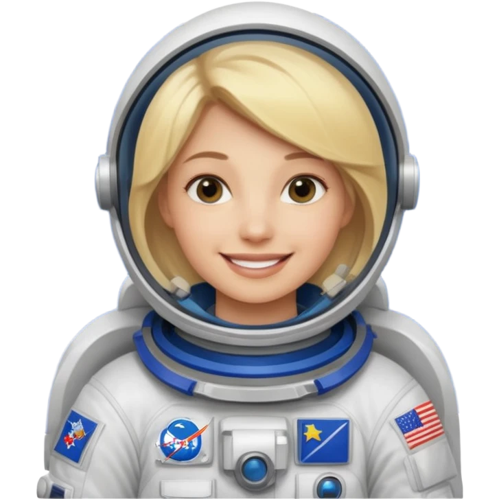 blonde female stronaut with blue flag emoji