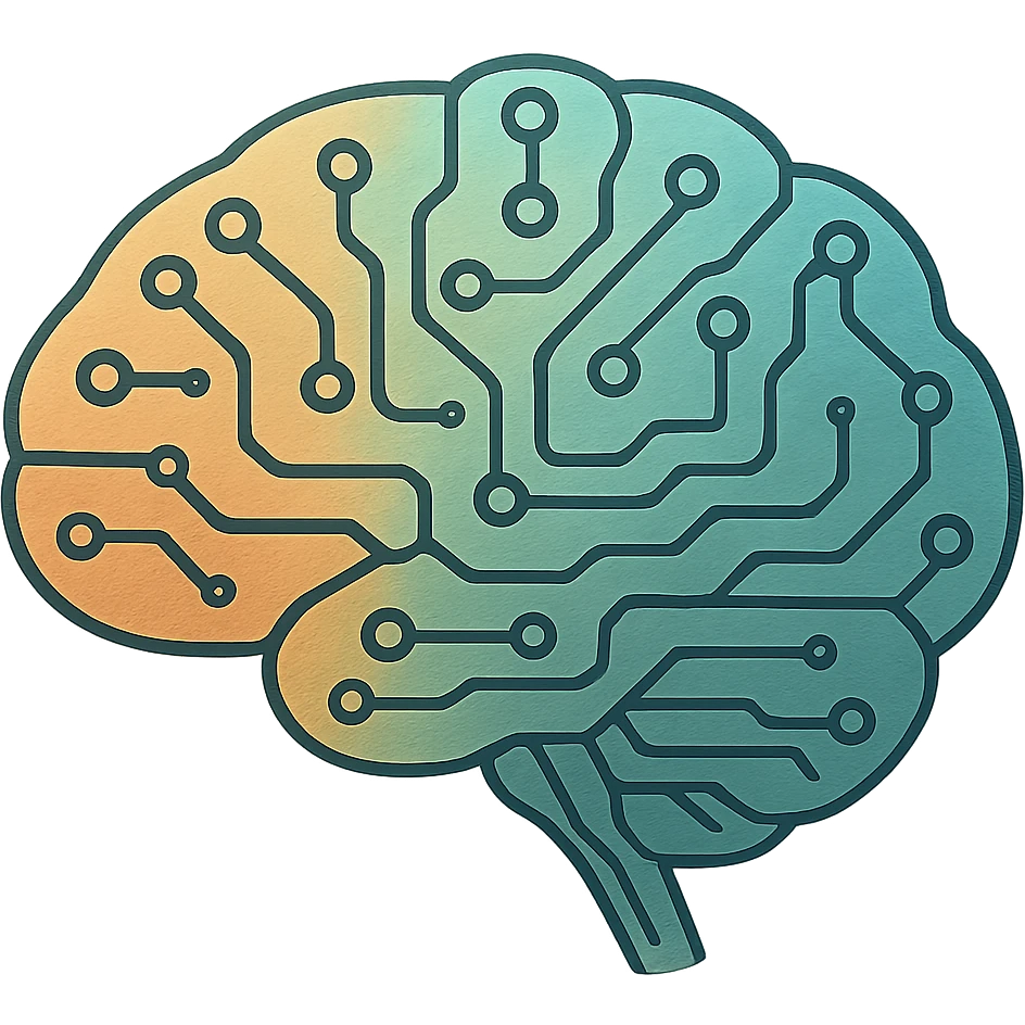 ghibli style abstract AI brain with circuits emoji