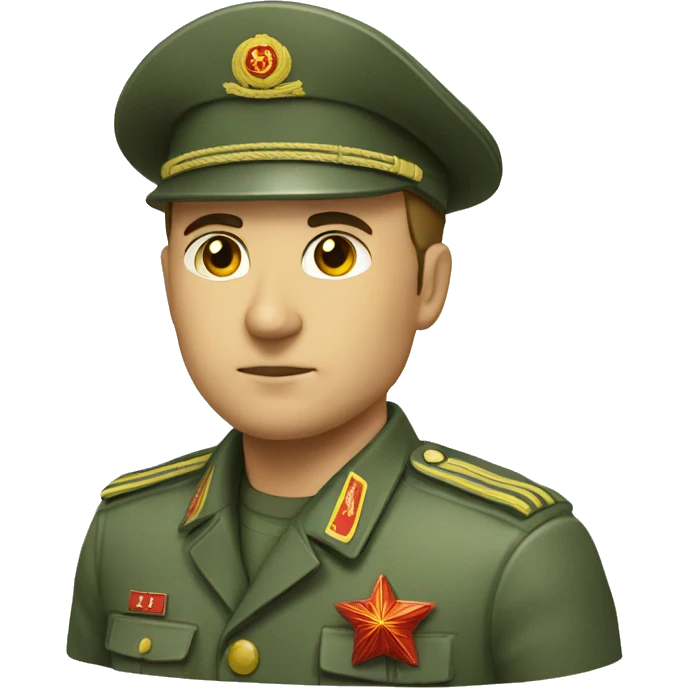 ussr soldier serious with military takes emoji