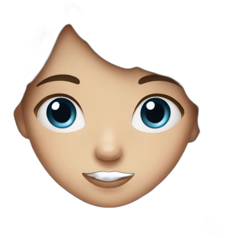 girl with brown hair and big blue eyes emoji