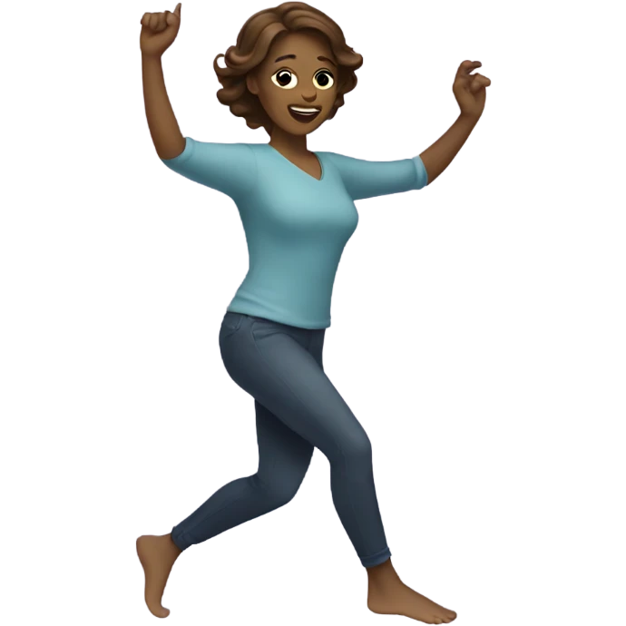Dancing woman with brown hair emoji