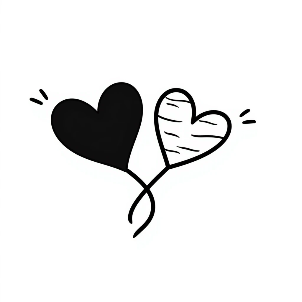 two hearts hand drawn doodle emoji