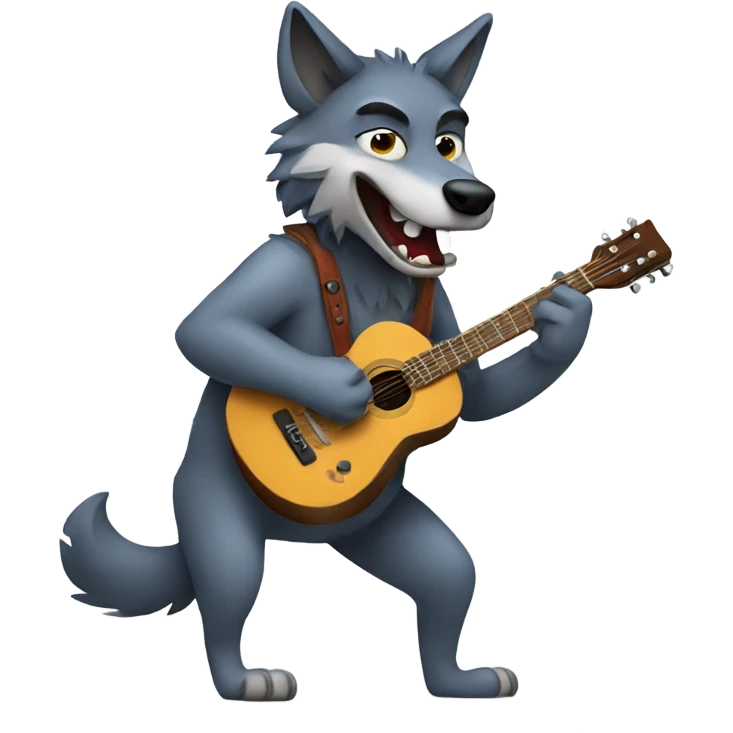 Wolf playing guitar emoji