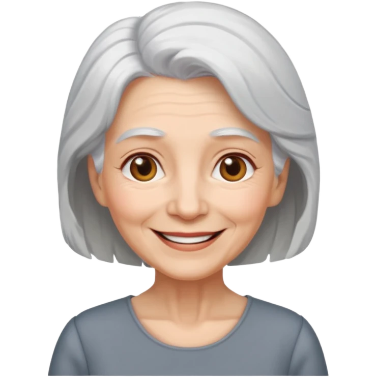 elderly woman white hair and gray dress emoji