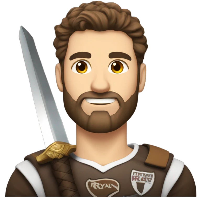 (Brown hair with beard) 𝚂𝚠𝚘𝚛𝚍 𝚊𝚗𝚍 𝚏𝚘𝚘𝚝𝚋𝚊𝚕𝚕 𝚠𝚒𝚝𝚑 𝚝𝚑𝚎 𝚗𝚊𝚖𝚎 𝚛𝚢𝚊𝚗 𝚛𝚞𝚝𝚔𝚘𝚠𝚜𝚔𝚢 emoji