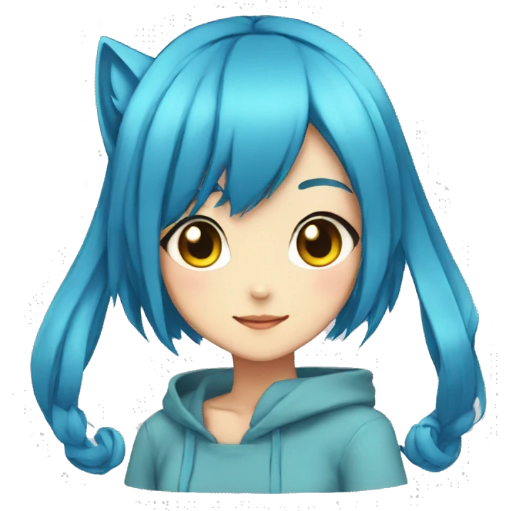 bluehaired anime catgirl emoji