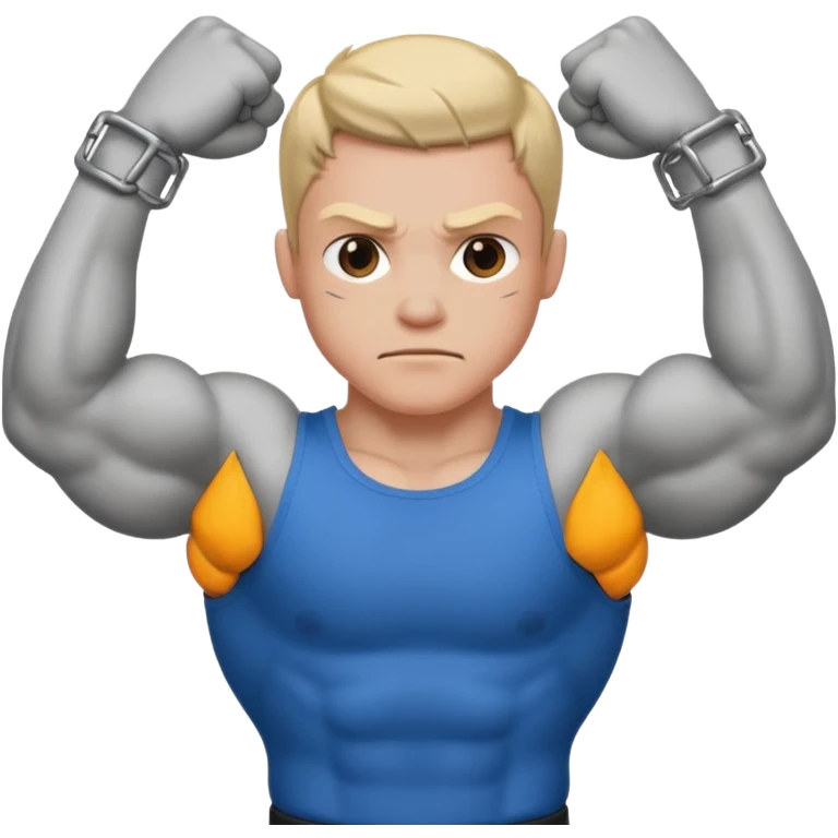Handcuffed flexing single bicep emoji