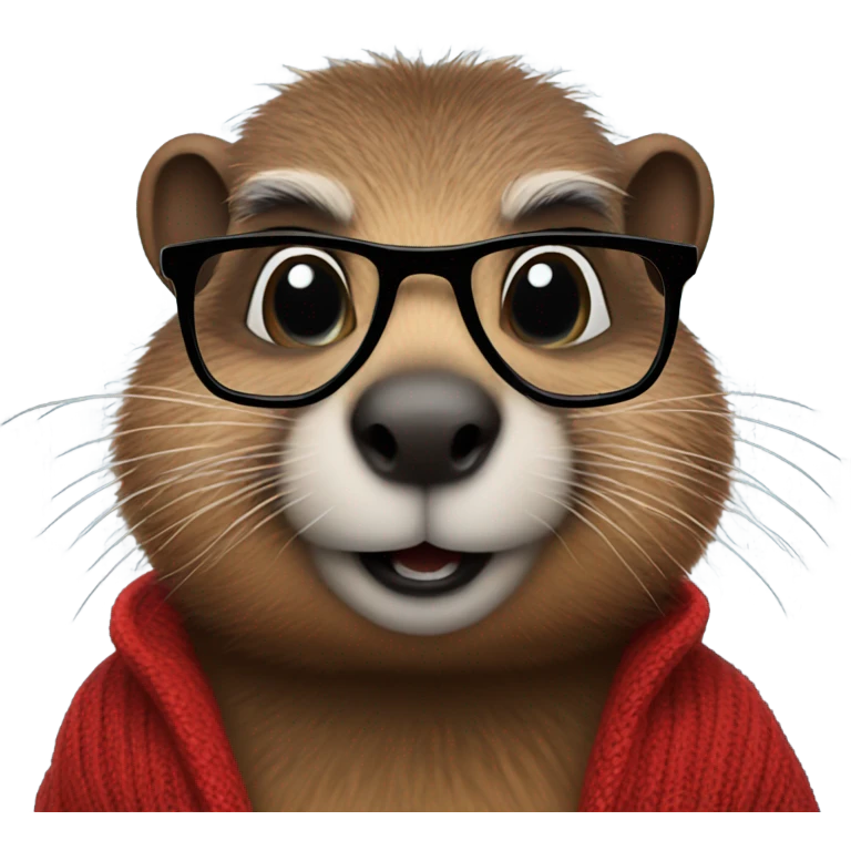groundhog with red sweater and glasses emoji