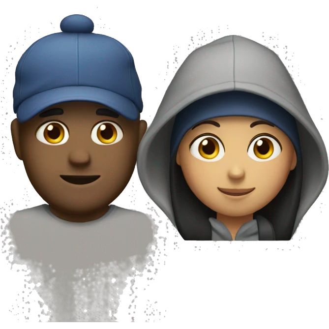 an couple, the guy wearing cap and hoodie.  emoji