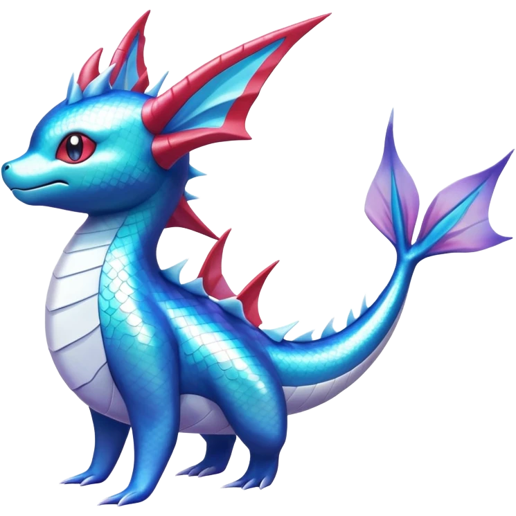 Shiny iridescent Vaporeon-Milotic-Latios-fakemon-hybrid emoji