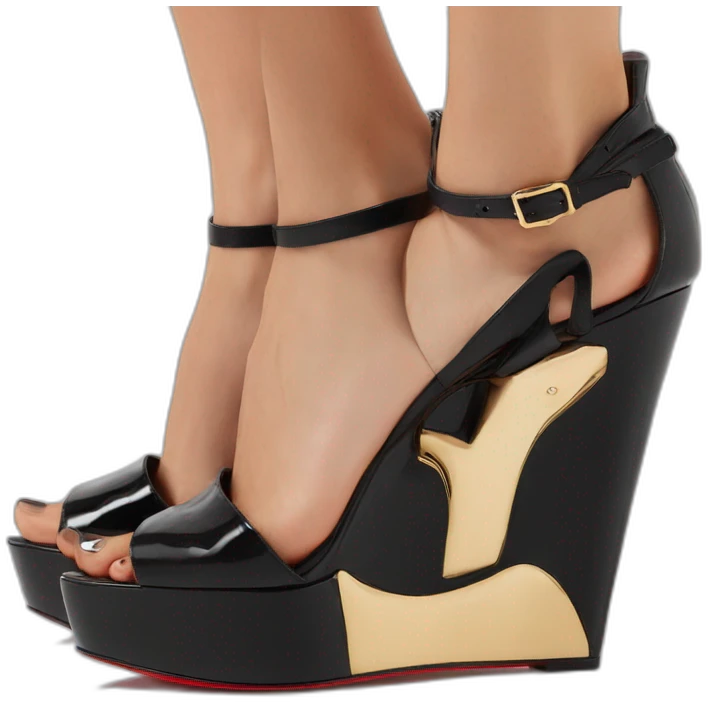 Sandal Platform wedges black louboutin emoji