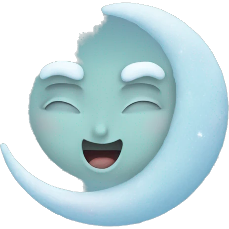 Frozen Crescent moon with face  emoji