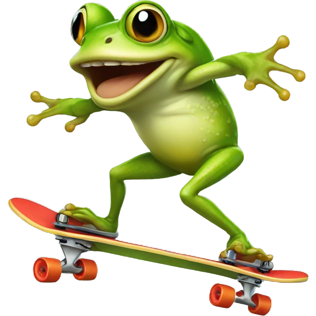 Sick ass frog doing a kickflip emoji